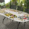 Casa Padrino Luxus Jugendstil Gartentisch Früchtekranz 200 × 100 cm - Ovaler Esstisch aus handbemaltem Lavastein - Gastronomie Möbel - Made in Italy