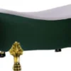 Casa Padrino Luxus Jugendstil Badewanne Weiß / Moosgrün / Gold 188 x 83 x H. 69 cm - Freistehende Retro Badewanne mit Löwenfüßen - Retro Badezimmer Möbel