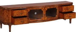 Casa Padrino Luxus Jugendstil TV Schrank Braun 198 x 49 x H. 55 cm - Edler Massivholz Fernsehschrank - Wohnzimmer Schrank - Barock & Jugendstil Wohnzimmer Möbel