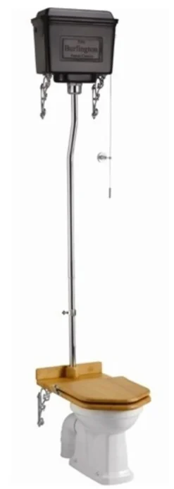Casa Padrino Luxus Jugendstil WC hochhängend, Weiß / Eiche, Aluminium Spülkasten schwarz lackiert, 430 x 670 x 2400 mm