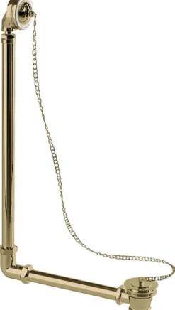 Casa Padrino Luxus Jugendstil Badewannen Ablauf Gold 31,8 x H. 56,3 cm - Messing Badewannen Ablauf mit Stöpsel & Kette für freistehende Badewannen - Barock & Jugendstil Badezimmer Zubehör