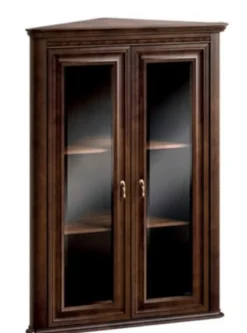 Casa Padrino Luxus Jugendstil Eckhängeschrank mit 2 Glastüren Dunkelbraun 82 x 52,1 x H. 111,6 cm - Wohnzimmermöbel