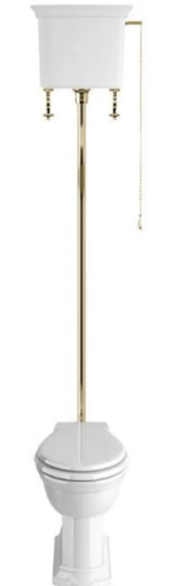 Casa Padrino Luxus Jugendstil WC mit Hänge Spülkasten Weiß / Vintage Gold 54,5 x H. 225 cm - Badezimmer Möbel - Luxus Qualität