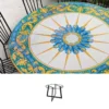 Casa Padrino Luxus Jugendstil Gartentisch Sonnenstern Ø 160 cm - Runder Esstisch aus handbemaltem Lavastein - Gastronomie Möbel - Made in Italy