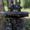 Casa Padrino Luxus Jugendstil Bronze Springbrunnen Ø 130 x H. 226 cm - Prunkvoller Gartenbrunnen - Gartendeko Brunnen - Barock & Jugendstil Garten Deko Accessoires