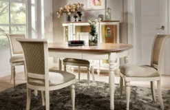 Casa Padrino Luxus Jugendstil Esstisch Braun / Cremefarben 90-290 x 113 x H. 77,5 cm - Ausziehbarer Massivholz Esszimmertisch - Barock & Jugendstil Esszimmer Möbel