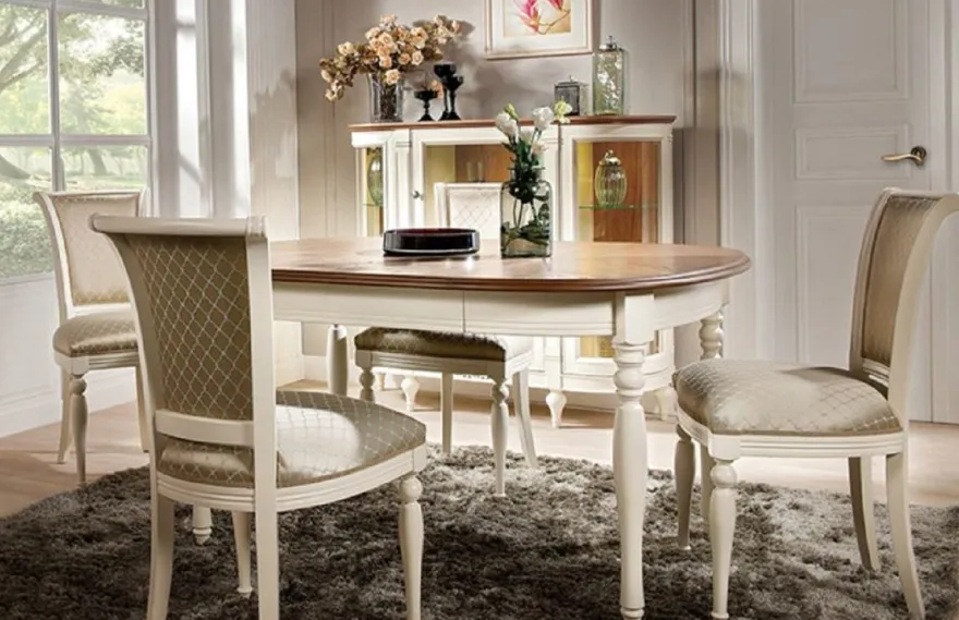 Casa Padrino Luxus Jugendstil Esstisch Braun / Cremefarben 90-290 x 113 x H. 77,5 cm - Ausziehbarer Massivholz Esszimmertisch - Barock & Jugendstil Esszimmer Möbel