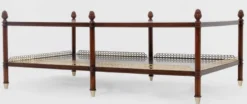 Casa Padrino Luxus Jugendstil Couchtisch Braun / Gold / Messingfarben 129 x 81 x H. 48 cm - Edler Mahagoni Wohnzimmertisch - Wohnzimmer Möbel - Luxus Qualität