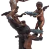 Casa Padrino Luxus Jugendstil Bronze Springbrunnen Engel Bronze / Braun / Türkis 122 x 97 x H. 165 cm - Prunkvoller Gartenbrunnen - Gartendeko Brunnen - Barock & Jugendstil Garten Deko Accessoires