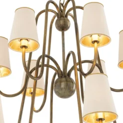 Casa Padrino Luxus Jugendstil Kronleuchter Vintage Messingfarben / Weiß / Gold 76 x 76 x H. 76 cm - Barock & Jugendstil Kronleuchter