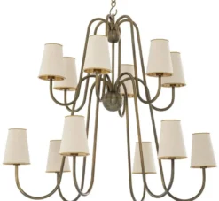 Casa Padrino Luxus Jugendstil Kronleuchter Vintage Messingfarben / Weiß / Gold 76 x 76 x H. 76 cm - Barock & Jugendstil Kronleuchter