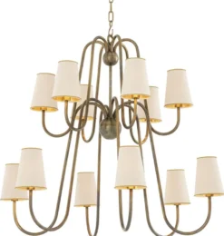 Casa Padrino Luxus Jugendstil Kronleuchter Vintage Messingfarben / Weiß / Gold 76 x 76 x H. 76 cm - Barock & Jugendstil Kronleuchter