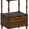 Casa Padrino Luxus Jugendstil Beistelltisch mit 2 Schubladen Dunkelbraun / Gold 42 x 33 x H. 74 cm - Telefontisch mit Rollen