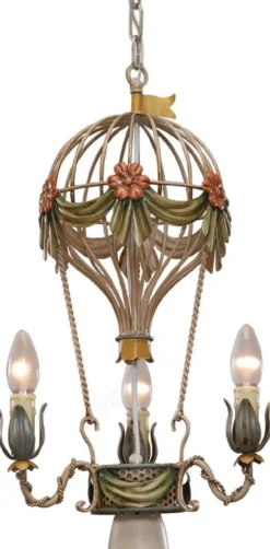 Casa Padrino Luxus Jugendstil Kronleuchter Heißluftballon Mehrfarbig Ø 27 x H. 55 cm - Barock & Jugendstil Wohnzimmer Kronleuchter
