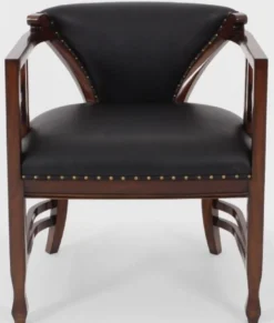 Casa Padrino Luxus Jugendstil Leder Sessel Schwarz / Dunkelbraun - Echtleder Wohnzimmer Sessel - Leder Möbel - Wohnzimmer Möbel - Barock Möbel - Jugendstil Möbel - Luxus Möbel im Jugendstil
