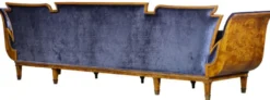 Casa Padrino Luxus Jugendstil 4er Samt Sofa Blau / Hellbraun - Edles Handgefertigtes Wohnzimmer Sofa - Barock & Jugendstil Wohnzimmer Möbel