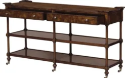 Casa Padrino Luxus Jugendstil Konsole Braun / Dunkelbraun 152 x 46 x H. 79 cm - Konsolentisch mit 2 Schubladen und Rollen
