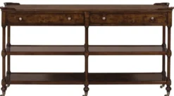 Casa Padrino Luxus Jugendstil Konsole Braun / Dunkelbraun 152 x 46 x H. 79 cm - Konsolentisch mit 2 Schubladen und Rollen