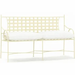Casa Padrino Luxus Jugendstil Schmiedeeisen Gartenbank Creme / Weiß 160 cm