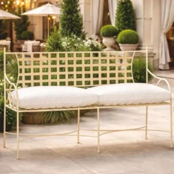 Casa Padrino Luxus Jugendstil Schmiedeeisen Gartenbank Creme / Weiß 160 cm