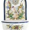 Casa Padrino Luxus Jugendstil Wandbrunnen Weiß / Mehrfarbig 62 x H. 104 cm - Handgefertigter & handbemalter Keramik Brunnen - Barock & Jugendstil Garten Deko Accessoires