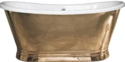 Casa Padrino Luxus Jugendstil Kupfer Badewanne Gold / Weiß 170 x 72 x H. 71 cm - Freistehende Retro Badewanne - Rustikale Kupfer Badezimmer Möbel