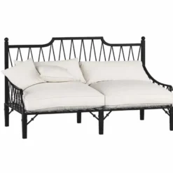 Casa Padrino Luxus Jugendstil Sofa Schwarz / Creme 190 cm - Garten & Hotel Möbel