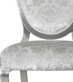 Casa Padrino Luxus Jugendstil Esszimmerstuhl 6er Set Silber / Grau / Silber 51 x 48 x H. 106 cm - Elegante Küchenstühle mit Muster - Barock & Jugendstil Esszimmer Möbel - Luxus Qualität