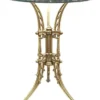 Casa Padrino Luxus Jugendstil Beistelltisch Gold Ø 70 x H. 74 cm - Handgeschmiedeter Schmiedeeisen Tisch mit Glasplatte - Wohnzimmer Garten Terrassen Möbel