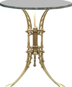Casa Padrino Luxus Jugendstil Beistelltisch Gold Ø 70 x H. 74 cm - Handgeschmiedeter Schmiedeeisen Tisch mit Glasplatte - Wohnzimmer Garten Terrassen Möbel
