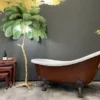Casa Padrino Luxus Jugendstil Badewanne Mahagonibraun / Weiß 174 x 83 x H. 81 cm - Freistehende Retro Badewanne mit Löwenfüßen - Retro Badezimmer Möbel