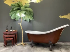 Casa Padrino Luxus Jugendstil Badewanne Mahagonibraun / Weiß 174 x 83 x H. 81 cm - Freistehende Retro Badewanne mit Löwenfüßen - Retro Badezimmer Möbel