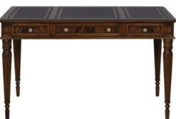 Casa Padrino Luxus Jugendstil Mahagoni Schreibtisch mit 3 Schubladen Dunkelbraun / Schwarz / Gold 126 x 73 x H. 75 cm - Büromöbel - Luxus Qualität