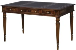 Casa Padrino Luxus Jugendstil Mahagoni Schreibtisch mit 3 Schubladen Dunkelbraun / Schwarz / Gold 126 x 73 x H. 75 cm - Büromöbel - Luxus Qualität