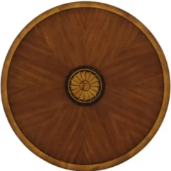 Casa Padrino Luxus Jugendstil Mahagoni Beistelltisch Braun / Gold Ø 51 x H. 69 cm - Kleiner Runder Beistelltisch mit Schublade