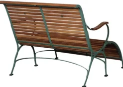 Casa Padrino Luxus Jugendstil Gartenbank Braun / Grün 107 x 150 x H. 91 cm - Garten & Terrassen Sitzbank mit Armlehnen und Fußstütze - Jugendstil Garten & Terrassen Möbel