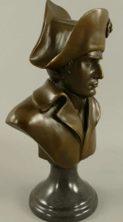 Casa Padrino Luxus Jugendstil Bronze Skulptur Napoleon Bronze / Schwarz 15 x 10 x H. 25 cm - Bronze Büste mit Marmorsockel - Bronzefigur - Dekofigur - Deko Accessoires