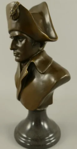 Casa Padrino Luxus Jugendstil Bronze Skulptur Napoleon Bronze / Schwarz 15 x 10 x H. 25 cm - Bronze Büste mit Marmorsockel - Bronzefigur - Dekofigur - Deko Accessoires
