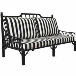 Casa Padrino Luxus Jugendstil Sofa Schwarz / Weiß 190 cm - Hotel & Garten Sofa