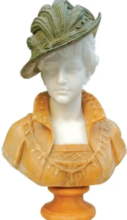 Casa Padrino Luxus Jugendstil Marmor Büste Dame Beige / Weiß / Grün H. 60 cm
