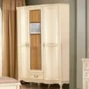 Casa Padrino Luxus Jugendstil Schlafzimmerschrank Cremefarben 147,8 x 63,5 x H. 206 cm - Massivholz Kleiderschrank mit 3 Türen und Schublade - Barock & Jugendstil Schlafzimmer Möbel