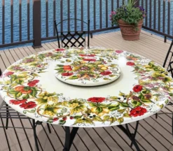 Casa Padrino Luxus Jugendstil Gartentisch Blütenkranz Ø 150 cm - Runder Esstisch aus handbemaltem Lavastein - Gastronomie Möbel - Made in Italy