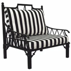 Casa Padrino Luxus Jugendstil Sessel Schwarz / Weiß - Hotel & Garten Sessel