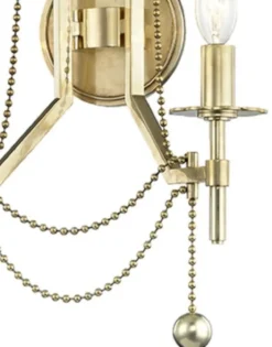 Casa Padrino Luxus Jugendstil Doppel Wandleuchte Antik Messingfarben 32,4 x 17,2 x H. 46,4 cm - Wandlampe mit Metallperlen
