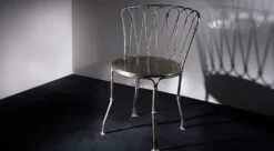 Casa Padrino Luxus Jugendstil Schmiedeeisen Gartenstuhl Silber H. 81 cm