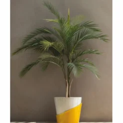 Casa Padrino Luxus Keramik Blumentopf Weiß / Gelb Ø 60 x H. 60 cm - Garten Deko