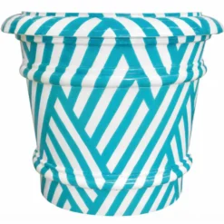 Casa Padrino Luxus Keramik Blumentopf Weiß / Türkis Ø 62 x H. 51 cm - Garten Deko VPP