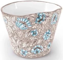 Casa Padrino Luxus Keramik Blumentopf Braun / Mehrfarbig Ø 27 x H. 20 cm - Runder handgefertigter & handbemalter Keramik Pflanzentopf - Luxus Qualität - Made in Italy