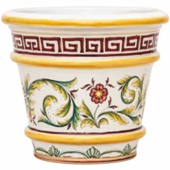 Casa Padrino Luxus Keramik Blumentopf Weiß / Bunt Ø 52 x H. 40 cm - Garten Deko