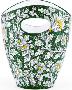 Casa Padrino Luxus Keramik Eiseimer Grün / Mehrfarbig Ø 27 x H. 25 cm - Handgefertigter & handbemalter Eiskübel - Weinkühler - Sektkühler - Champagnerkühler - Luxus Qualität - Made in Italy